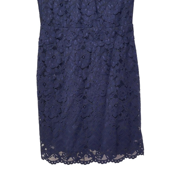 New!! H&M Short Sleeve Lace Midi Dark Blue Dress Size 6 - Picture 8 of 13